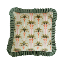 Load image into Gallery viewer, Pardus Consilio 'Dubai Palms' Cushion - Green Velvet Frill