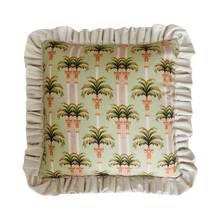Load image into Gallery viewer, Pardus Consilio 'Dubai Palms' Cushion - Cream Velvet Frill