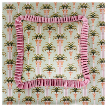 Load image into Gallery viewer, Pardus Consilio 'Dubai Palms' Cushion - Pink Velvet Frill