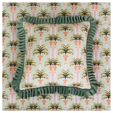 Load image into Gallery viewer, Pardus Consilio 'Dubai Palms' Cushion - Green Velvet Frill