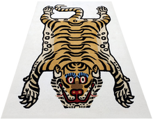 Load image into Gallery viewer, White Rectangle Tibetan Tiger Large Carpet
