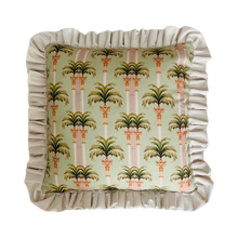 Load image into Gallery viewer, Pardus Consilio &#39;Dubai Palms&#39; Cushion - Cream Velvet Frill
