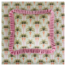 Load image into Gallery viewer, Pardus Consilio &#39;Dubai Palms&#39; Cushion - Pink Velvet Frill
