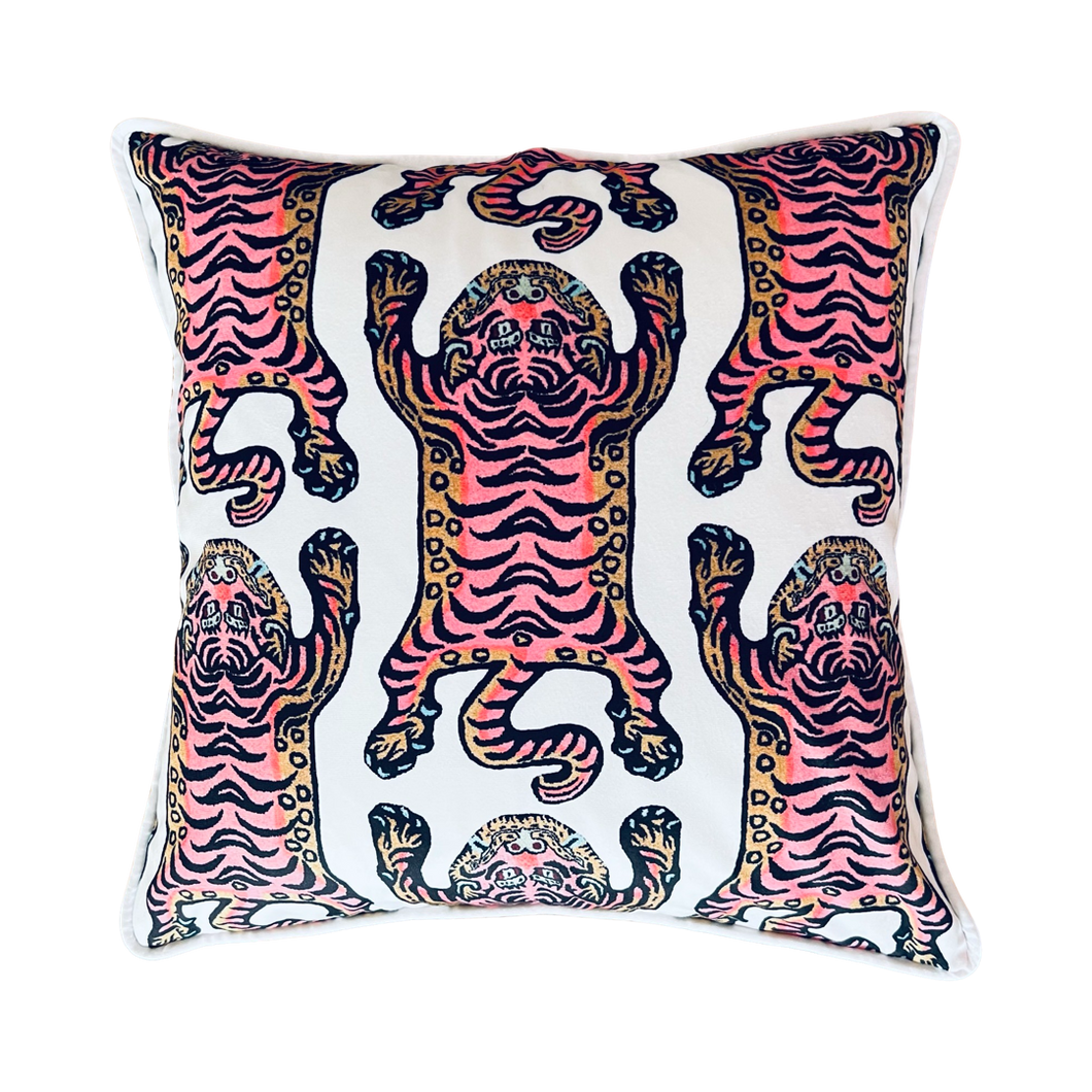 Pardus Consilio Tibetan Tiger Fabric Cushion - Pink