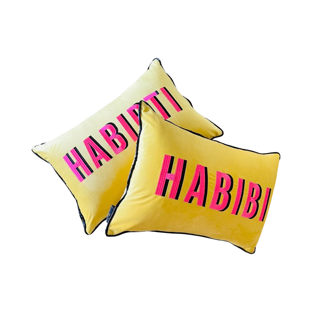 Yellow Velvet Habibi-Habibti Cushions