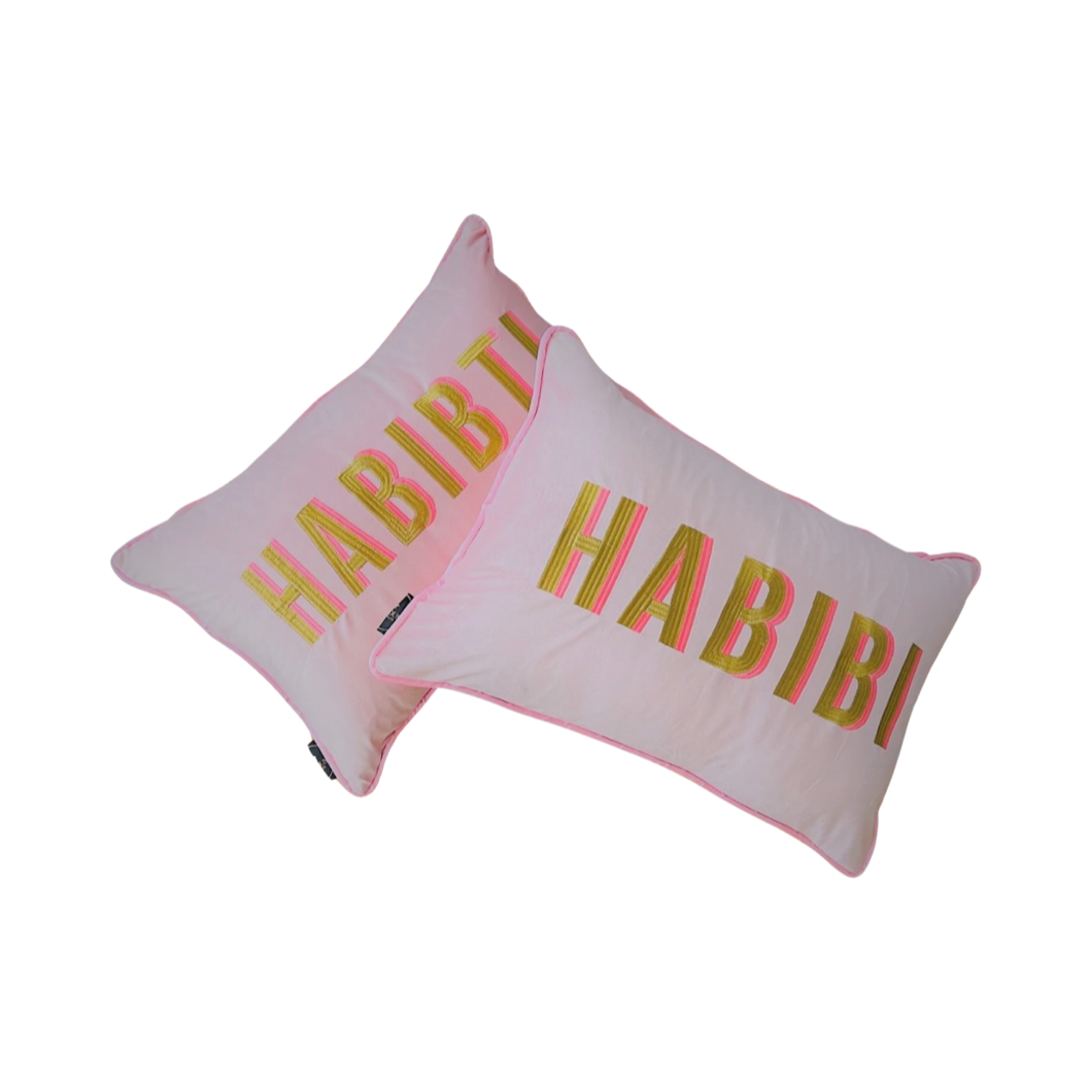 Baby Pink Velvet Habibi-Habibti Cushions