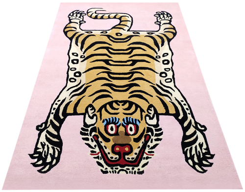 Baby Pink Tibetan Tiger Large Carpet
