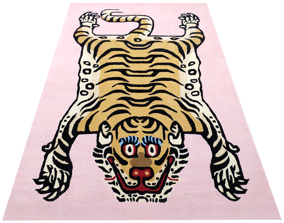 Baby Pink Tibetan Tiger Large Carpet
