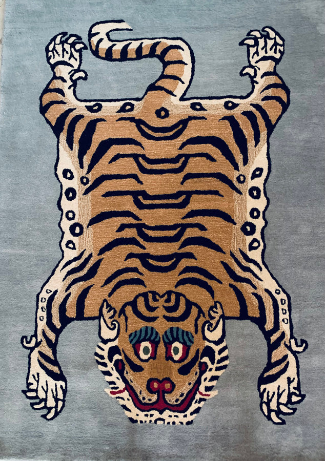 Stormy Grey Rectangle Tibetan Tiger