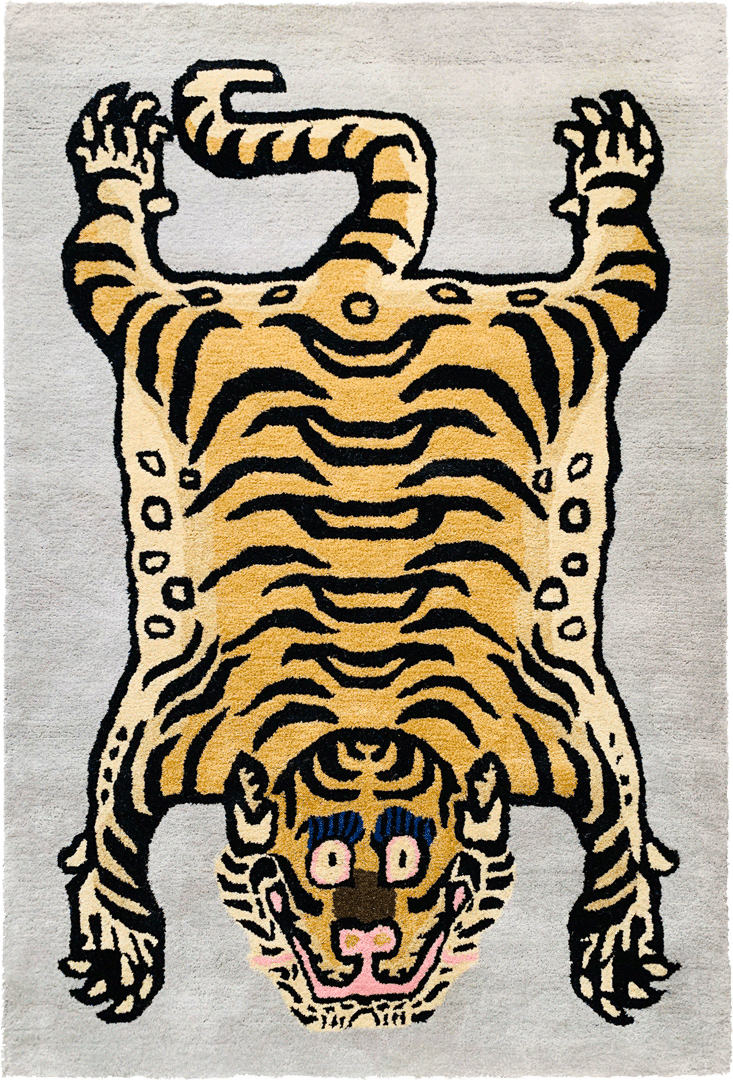 Light Grey Rectangle Tibetan Tiger