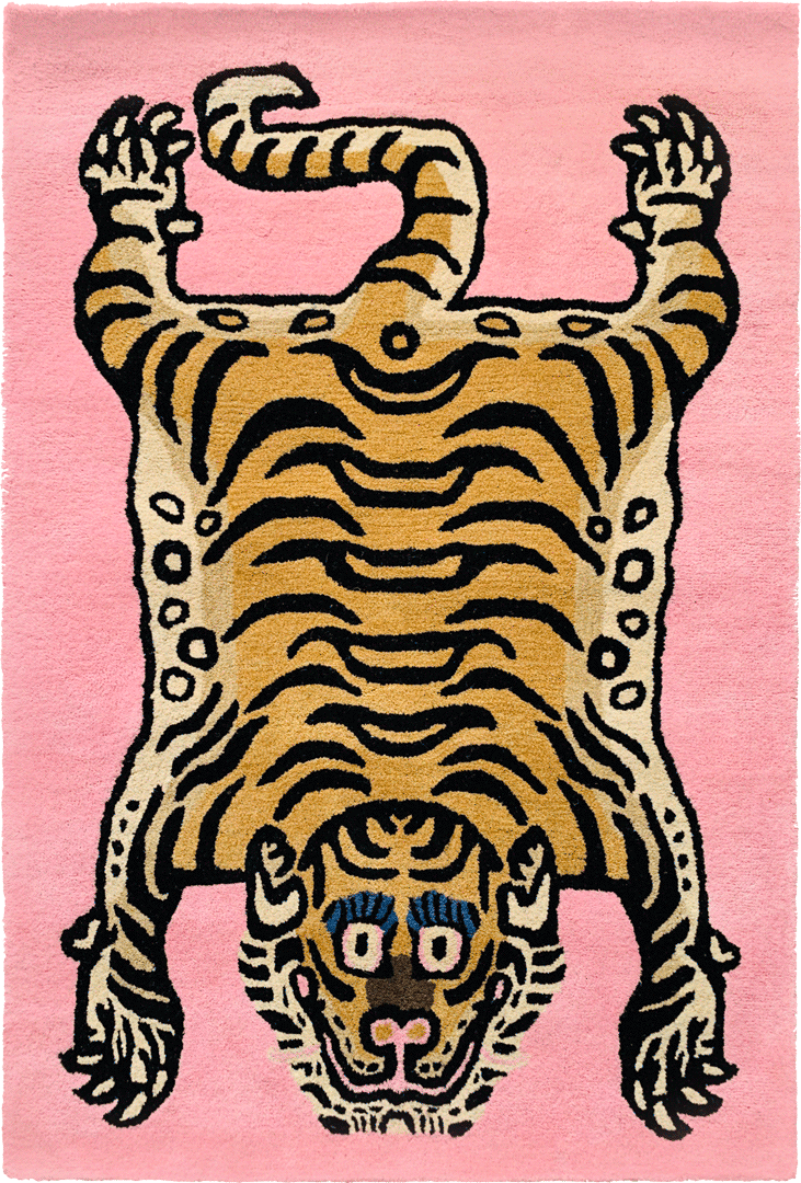 Candy Pink Rectangle Tibetan Tiger