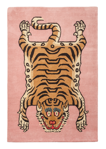 Blush pink Rectangle Tibetan Tiger