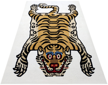 Load image into Gallery viewer, White Rectangle Tibetan Tiger Large Carpet
